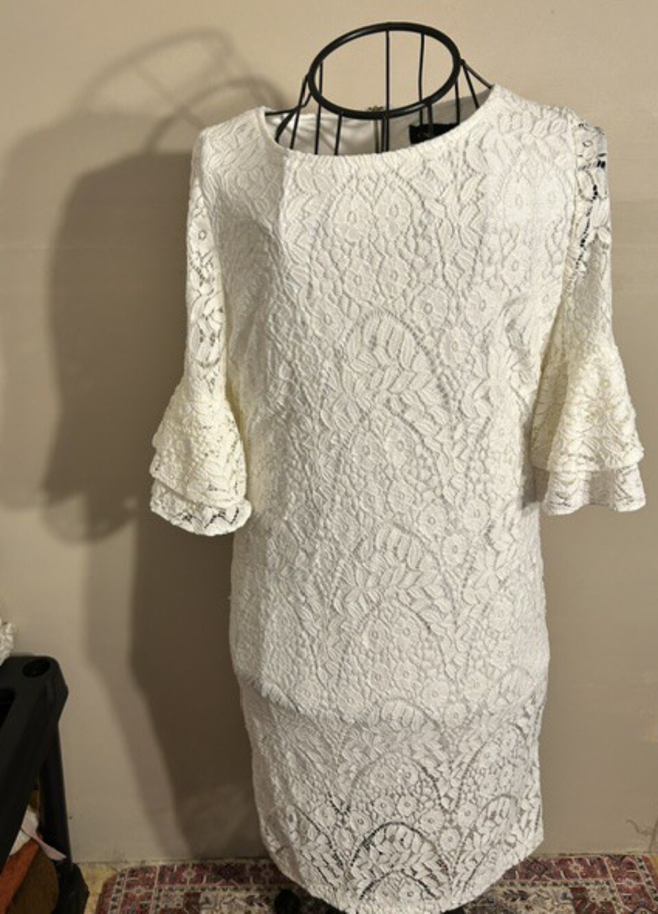 womens size 10 ten lace lacey white cream casual formal dress   large medium